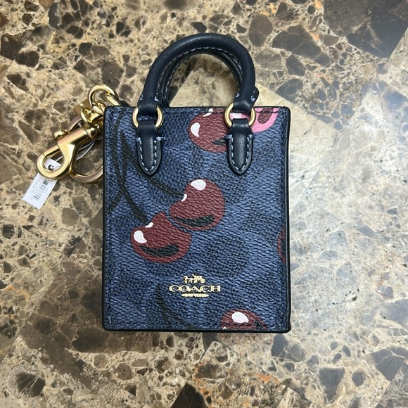 Coach Navy and Red Cherry Tote. Keychain/Purse Charm. - Picture 1 of 9
